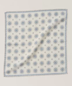 Medallion Wool-Cotton Pocket Square