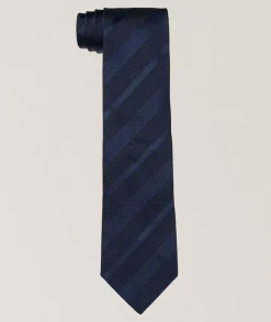 Tonal Stripe Silk-Cotton Tie